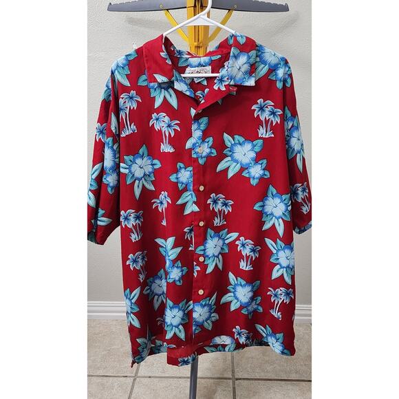 Island 2 Island 2XL Hawaiian Button Up Shirt 100% Polyester Short Sleeve - Picture 1 of 4